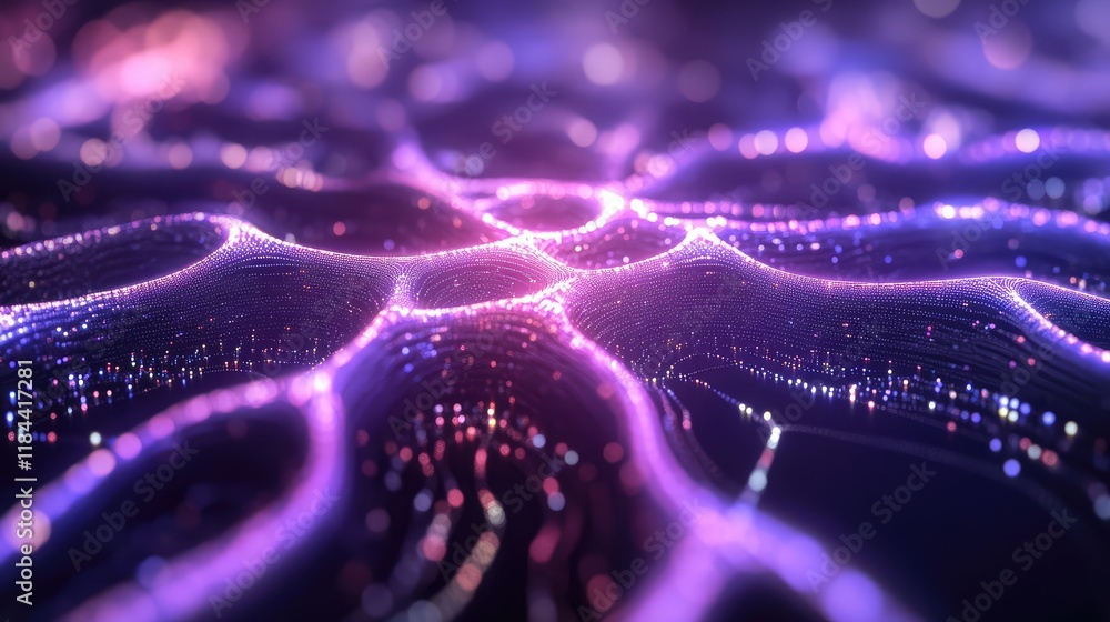 Poster quantum-enhanced ai chip surrounded by light particles, emitting pulsating energy waves
