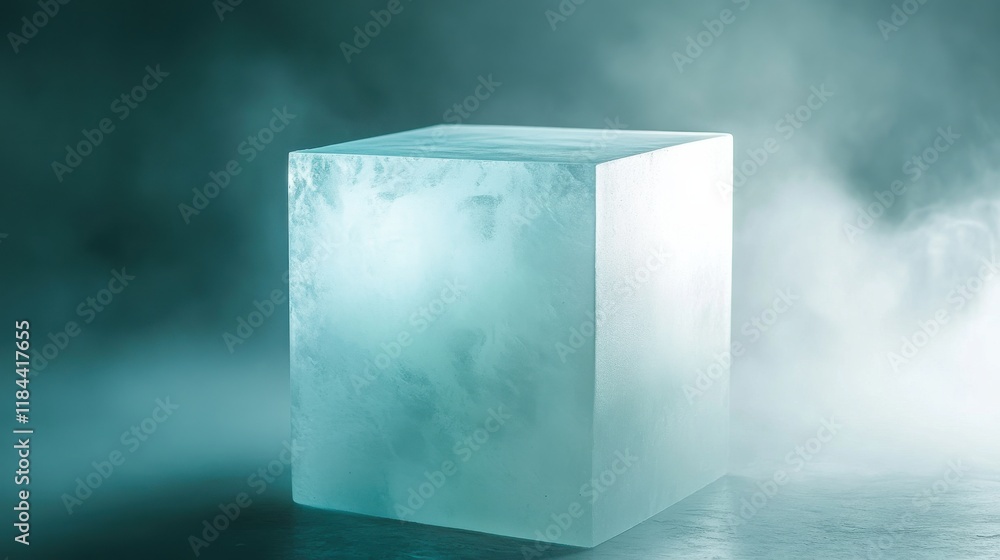 Poster ice block with misty background capturing cold and frozen concepts