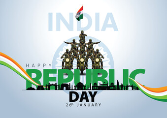 happy republic day India greetings. abstract vector illustration design.