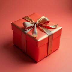 Obraz premium red gift box with ribbonz isolated on transparent background