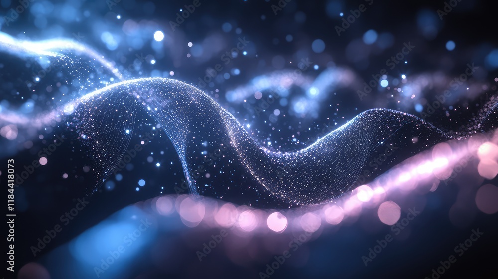 Poster quantum-enhanced ai chip surrounded by light particles, emitting pulsating energy waves