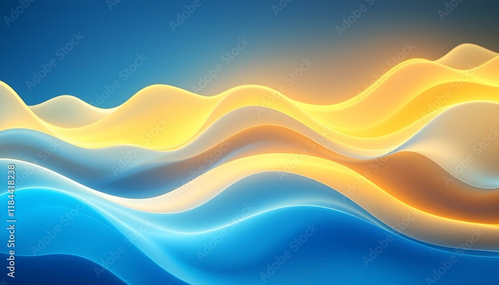 Fototapete Yellow abstract background with overlapping wavy line shapes. Abstract yellow and white wave pattern. Abstract orange overlapping wavy lines. Abstract 3d colorful wavy pattern with overlapping layers 