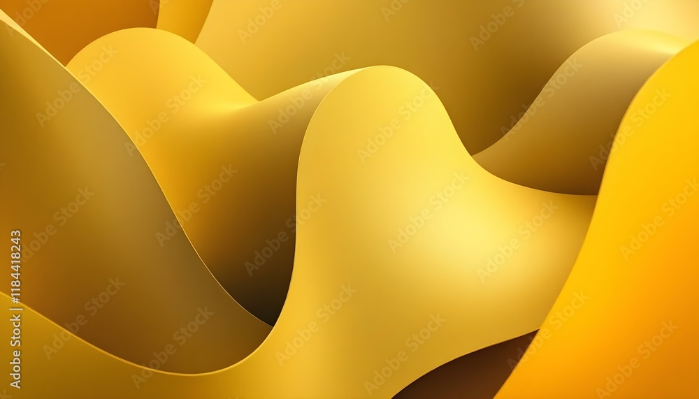 Fototapete Yellow abstract background with overlapping wavy line shapes. Abstract yellow and white wave pattern. Abstract orange overlapping wavy lines. Abstract 3d colorful wavy pattern with overlapping layers 