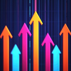 Colorful arrows indicating increasing trends and positive growth in business or finance. Ideal for marketing and analytics visuals.