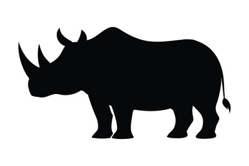 rhino silhouette vector, rhino icon vector wildlife animal