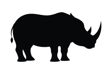 rhino silhouette vector, rhino icon vector wildlife animal