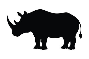 rhino silhouette vector, rhino icon vector wildlife animal