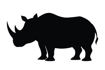 rhino silhouette vector, rhino icon vector wildlife animal