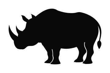 rhino silhouette vector, rhino icon vector wildlife animal