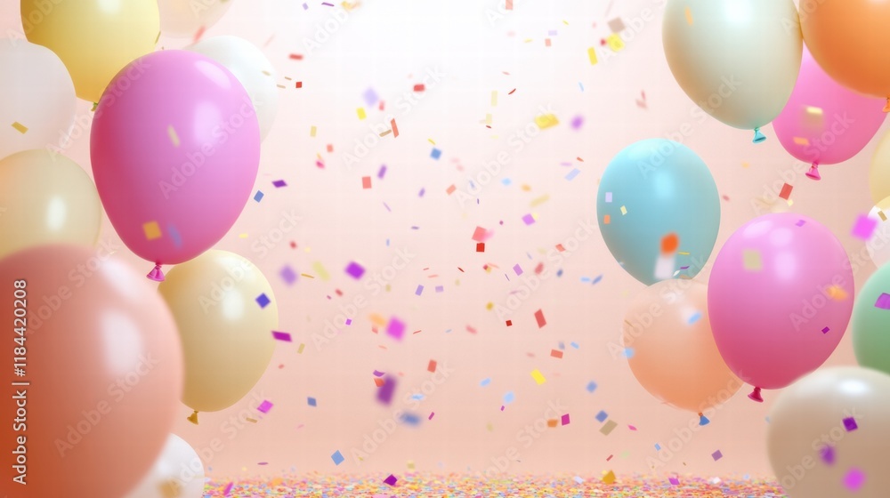 Aufkleber colorful balloons and confetti create a fun atmosphere for celebrations and joyful gatherings in a f