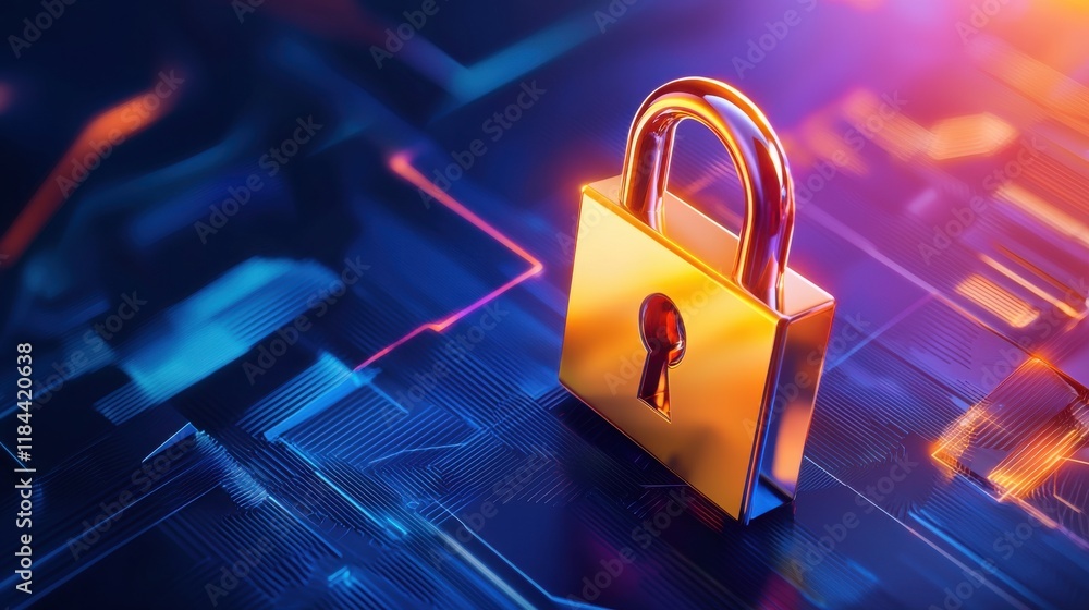 Poster digital security lock protecting sensitive data and information
