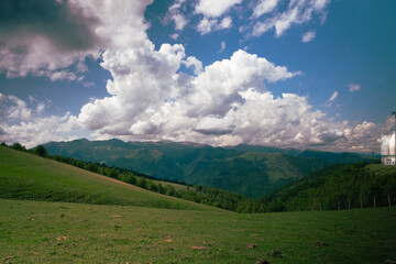 landscape with mountains and clouds