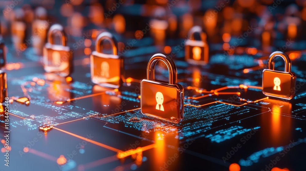 Poster secure digital fortress layered cybersecurity safeguards protect sensitive data and systems