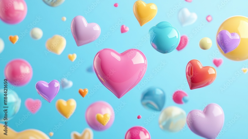 Aufkleber colorful floating 3d chat bubbles, hearts, and arrows create a vibrant atmosphere of love and commun