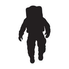 Astronaut in a space flying pose silhouette vector illustration