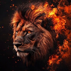 Naklejka premium This unique representation of a lion head captures the essence of volcanic formation.