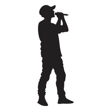 Boy beatbox with a microphone silhouette vector illustration