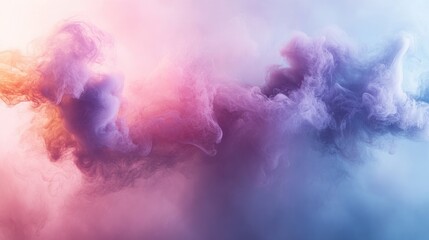 Abstract colorful smoke swirls on light background.