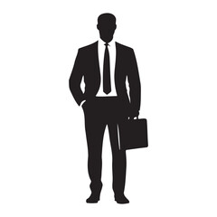 Businessman holding a bag silhouette vector illustration