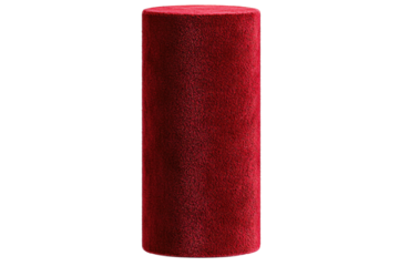 Velvet prosperity idea. A vibrant red cylindrical object for use in design projects and creative displays.