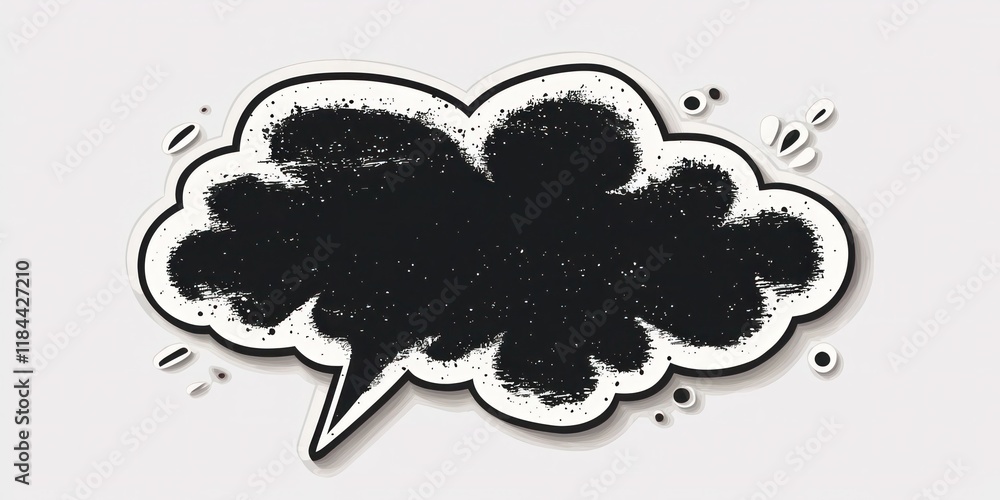 Poster paper speech cloud sticker for chat text vector. grunge message box and retro conversation bubble. c