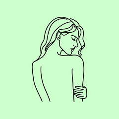 line art monoline oneline silhouette of woman vector	
