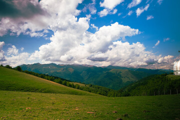 landscape with mountains and clouds