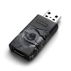 Damaged USB Adapter: A Cracked, Textured, Dark Artistic Still Life