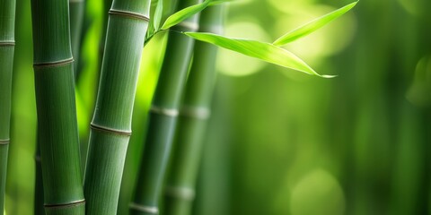 Lush green bamboo forest during spring time, showcasing vibrant green bamboo growth and the serene beauty of nature in a peaceful green bamboo forest setting.