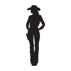 Cowgirl standing pose silhouette vector illustration