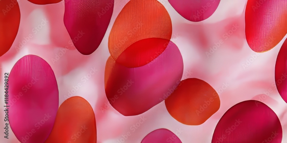 Poster texture and background are enhanced with this silk fabric featuring a pattern of red, cerise, and pi