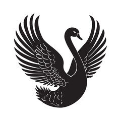 Swan open wings silhouette vector illustration