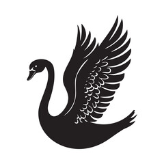 Swan with open wings silhouette vector illustration