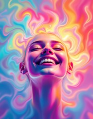Radiant Euphoria, A Vision of Joy with a Colorful Aura of Happiness Surrounding
