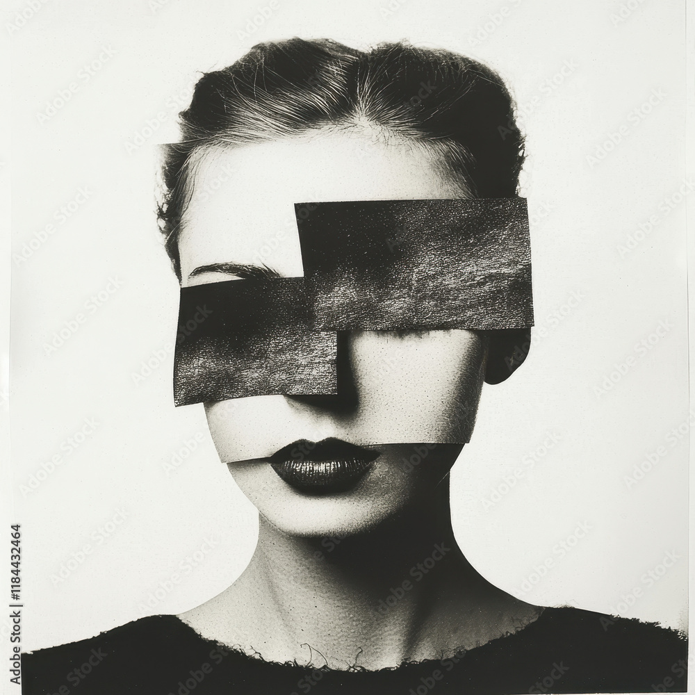 Poster surreal portrait exploring identity and perception through abstract visual art and psychological the