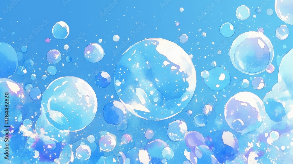 Poster vibrant watercolor blends, an abstract composition of colorful dots and strokes forming circular sha