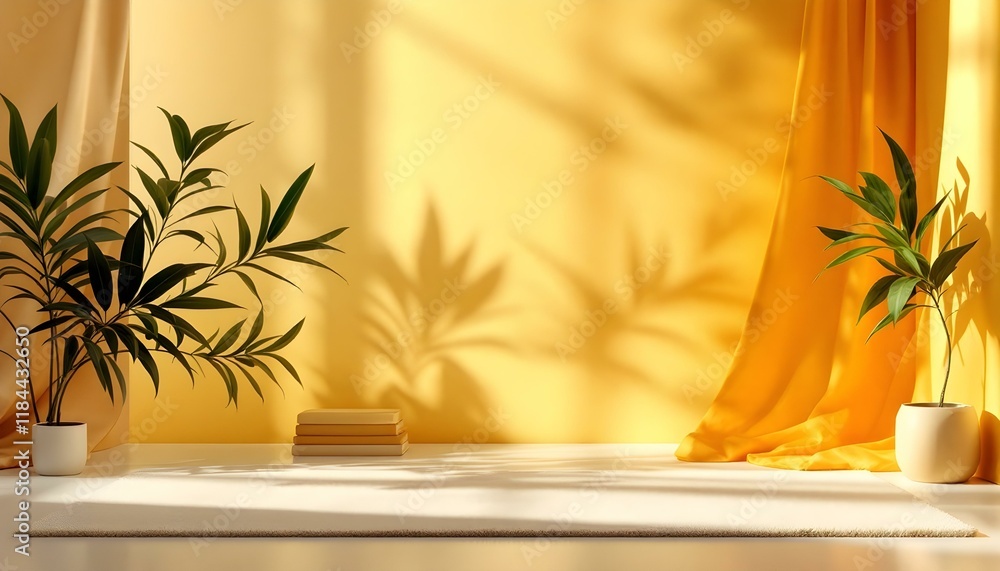 Poster Gold, yellow empty room studio gradient used for the background and display of your product. Yellow empty room studio gradient used for the background and display of your product