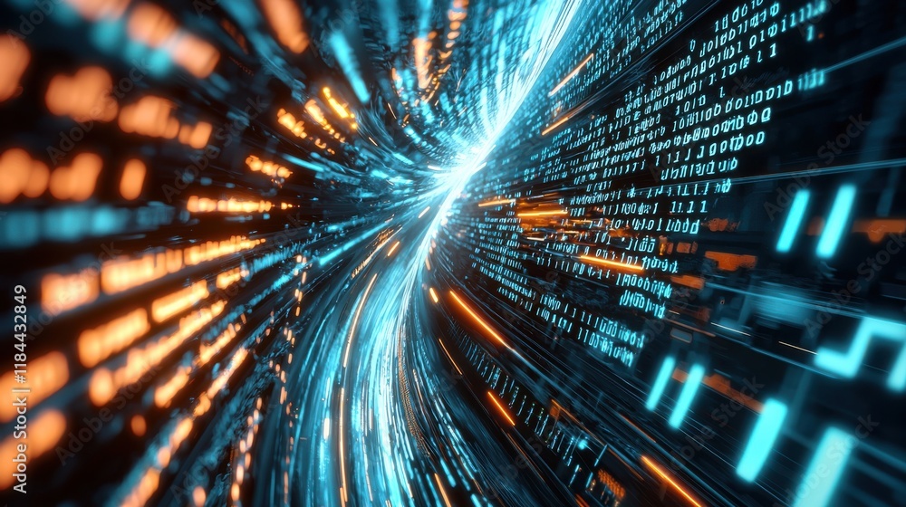 Poster digital data network abstract motion light background futuristic cyber scene