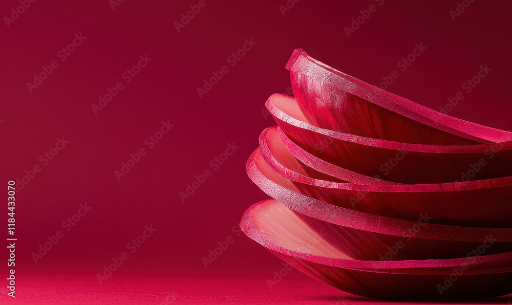 Poster artistic close-up of sliced red onion layers showcasing vibrant color and intricate texture for culi