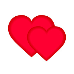 Two red hearts. Love symbol. PNG with transparent background.	