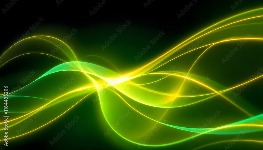 Aufkleber a vibrant green abstract background design with elegant golden elements. green abstract digital wave