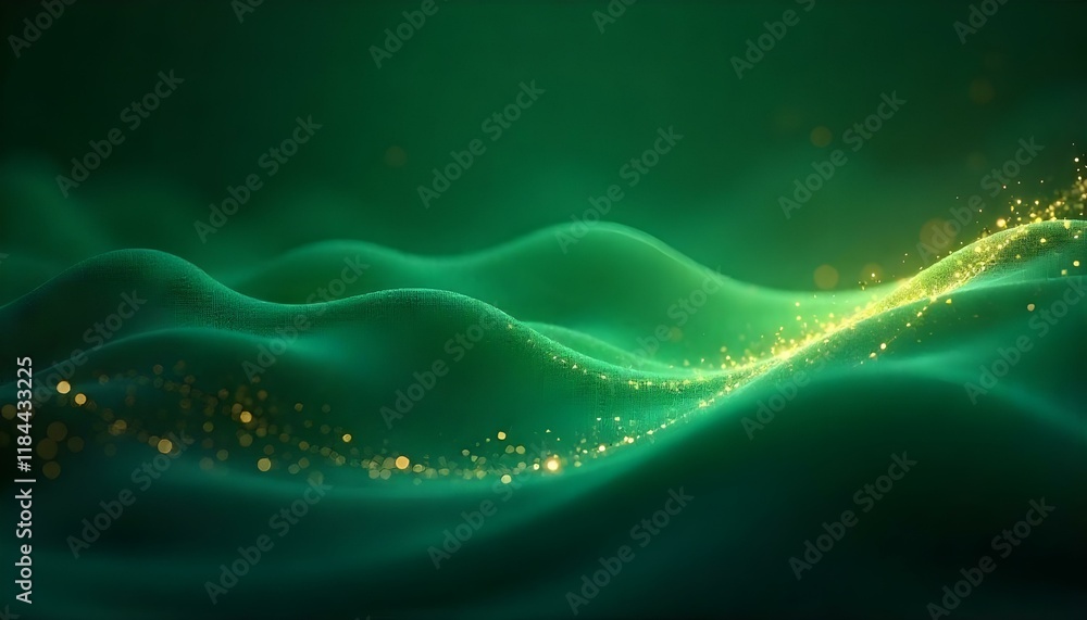 Aufkleber a vibrant green abstract background design with elegant golden elements. green abstract digital wave