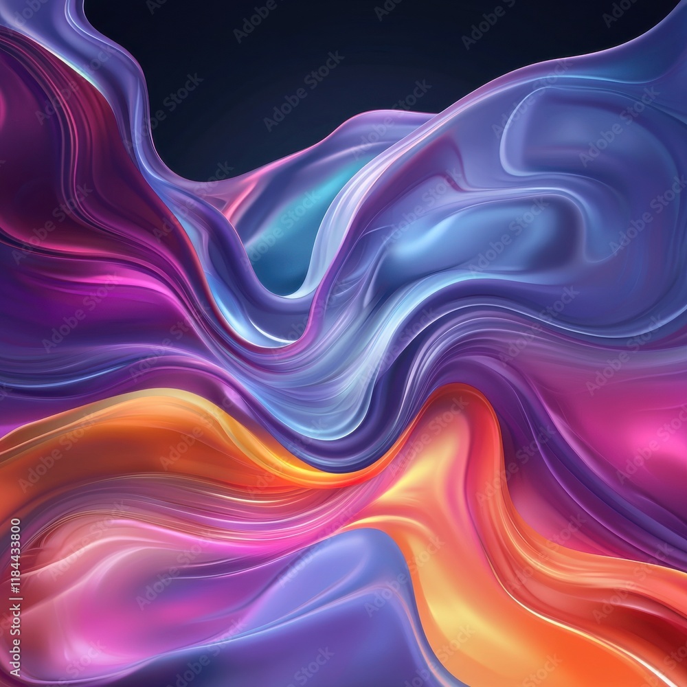 Poster mesmerizing fluid motion of vibrant colorful gradient swirls in ethereal digital art backdrop