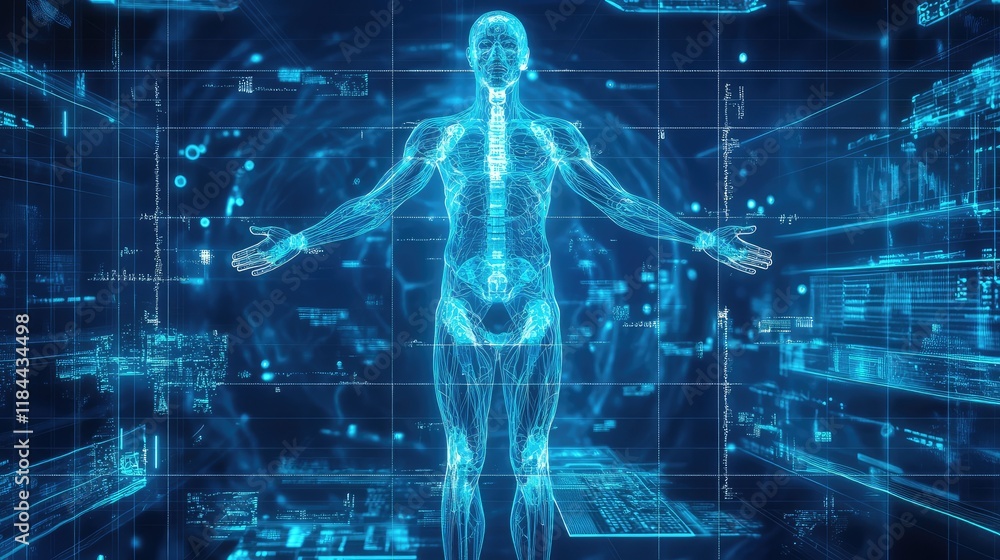 Poster quantum-enhanced medical diagnostics, with quantum algorithms analyzing radiology images and medical