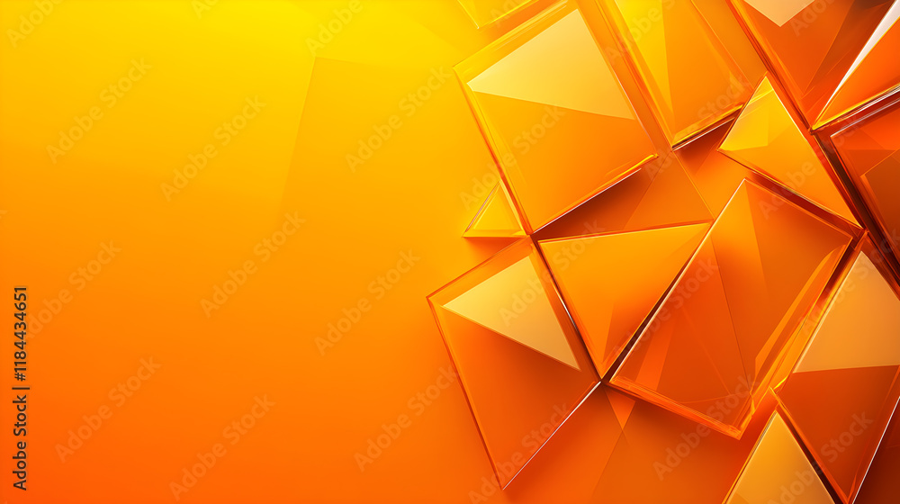 Aufkleber orange background with simple geometric shapes and space for text.