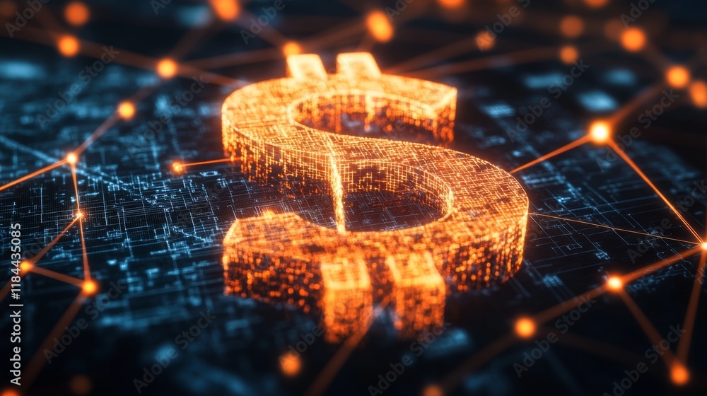Poster digital currency innovation exploring blockchain technology global finance graphic visualization cyb