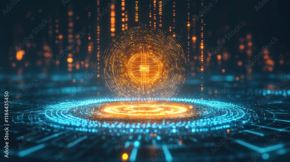 Poster digital energy sphere futuristic virtual space 3d render technology abstract view innovation concept