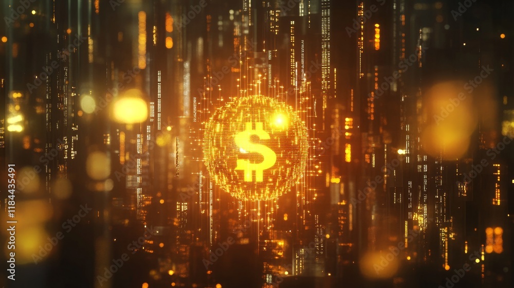 Poster digital financial growth visualization virtual environment graphic representation modern data analys