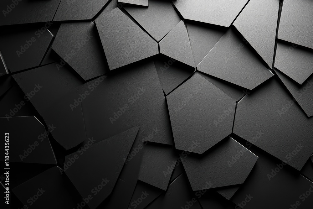 Poster black matte geometric patterns create intriguing textures and shapes in minimalistic design
