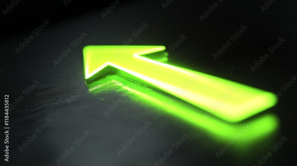Poster dynamic green arrow signifying progress in digital context abstract background graphic design modern